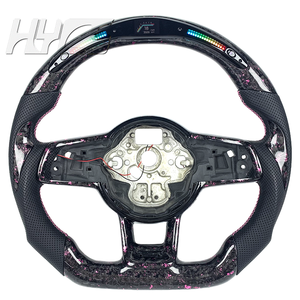 Volante Deportivo de Cuero con LED y Fibra de Carbono Forjada para Mejora del <span class=keywords><strong>Interior</strong></span> del Automóvil, Compatible con Volkswagen MK7 <span class=keywords><strong>Golf</strong></span> 7 <span class=keywords><strong>GTI</strong></span> MK6 - Product Image 1