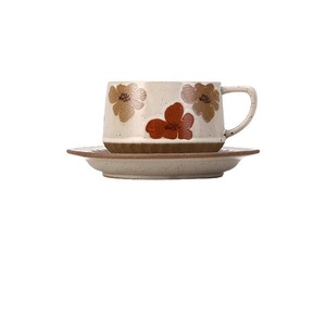 Juego de Tazas de Café Comerciales de Bambú, Taza Retro <span class=keywords><strong>para</strong></span> Latte, Taza Simple <span class=keywords><strong>para</strong></span> Té con Leche <span class=keywords><strong>y</strong></span> Flores, Platillo de Cerámica Japonés de 300 ml con Asa - Product Image 5