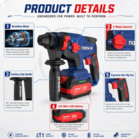 Marteau perforateur rotatif sans fil électrique 6200 BPM, multifonction, industriel, pour béton, sans balais, pour le bricolage