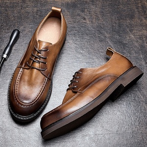 Men's Brown Genuine Leather Business Formal <b>Shoes</b> Stylish British Style Gentleman's Cowhide <b>Height</b> <b>Increasing</b> Autumn <b>Shoes</b> - Product Image 3