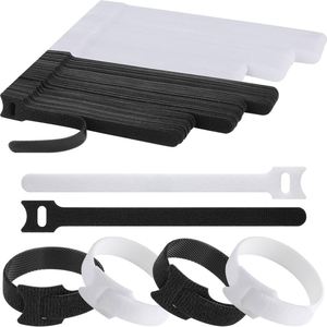 120 attaches-câbles réutilisables écologiques en nylon noir et blanc, organisateur de câbles d'ordinateur réglable, gestion des fils de bureau - Product Image 1