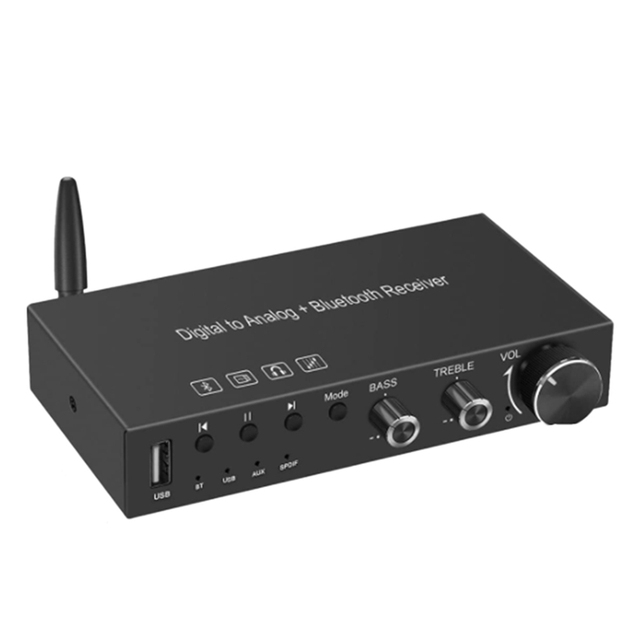 USB 192kHz Digital to Analog Converter BT5.0 Receiver DAC With Headphone Amplifier Optical/Coaxial to RCA 3.5mm Audio Output