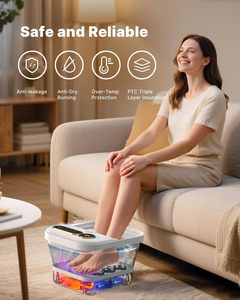 Masseur de pieds pliable avec rouleaux automatiques, boules de massage Shiatsu, contrôle de la température, bulles électriques, pédicure - Product Image 5