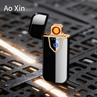 Briquet électrique USB rechargeable coupe-vent à double arc, sans flamme, pour les voyages et l'usage quotidien