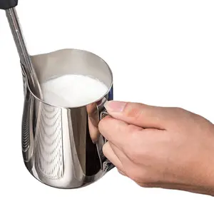Engrave logo frother pitcher can metal milk jug stainless steel with lid