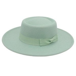 Chapeau Fedora en feutre d'hiver, couleur unie, décontracté, pour l'extérieur, à large bord, avec nœud, en tissu de laine, logo personnalisé, unisexe - Product Image 6