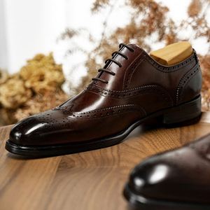 Chaussures de ville en cuir véritable pour hommes, style Oxford, à lacets, respirantes, légères, antidérapantes, à bout pointu, pour le travail et les occasions formelles - Product Image 3