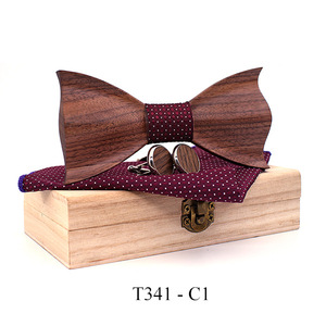 Ensemble de Noeuds <span class=keywords><strong>Papillon</strong></span> en <span class=keywords><strong>Bois</strong></span> 3D pour <span class=keywords><strong>Mariage</strong></span> pour Homme Ensemble de Mouchoir en <span class=keywords><strong>Bois</strong></span> avec Boutons de Manchette dans une Boîte Cadeau en <span class=keywords><strong>Bois</strong></span> - Product Image 4