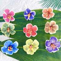 Busa cetak buatan 11cm bunga Hibiscus Hawaii tusuk rambut bunga telinga untuk dekorasi