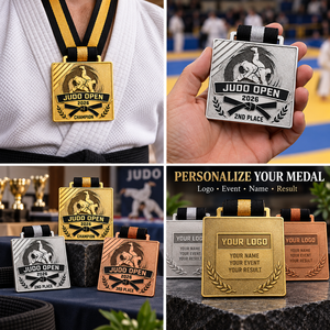 Médailles de judo personnalisées pour le sport et la compétition avec finitions or, argent, bronze, rubans personnalisés et dos gravé OEM ODM - Product Image 3