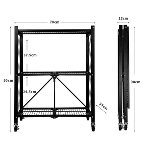 Étagère de <span class=keywords><strong>rangement</strong></span> pliable en fil métallique pour <span class=keywords><strong>cuisine</strong></span>, en acier au carbone, solution d'organisation – Meilleure vente - Product Image 1