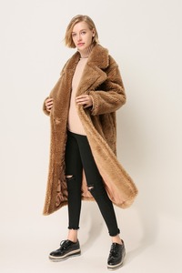 QIUCHEN QC1848 Cappotto in Vera Pelliccia di Pecora, Stile Lungo, Cappotto Teddy Color <span class=keywords><strong>Cammello</strong></span>, Taglia Oversize, Cappotto Invernale da <span class=keywords><strong>Donna</strong></span> - Product Image 2