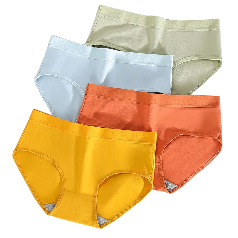 Alta Qualidade Everyday Wear Calcinhas Senhoras Mid Cintura Briefs Cor Sólida Cueca Calcinha Para Mulheres Meninas