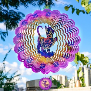 Cat 12 Inch Wind Spinners ,Garden Decoration Wind and Weather Holographic Illusion Spinner Animal Wind Spinners - Product Image 4