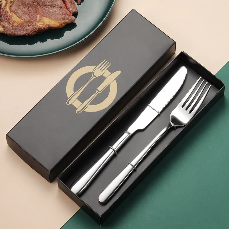 Household Stainless Steel Fork and Steak Knife Combination Set Stocked Metal Gift Box Included