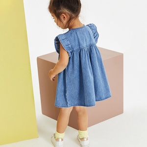 Gonna estiva Casual da ragazza in Denim a maniche corte stile europeo americano con toppa ricamata abito da <span class=keywords><strong>bambina</strong></span> con disegno a cartoni animati - Product Image 4