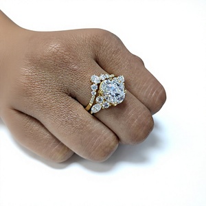 Ensemble de mariage de luxe avec diamant de laboratoire taille ovale certifié IGI, bague de fiançailles pour femme en or blanc ou jaune massif 14 carats, cadeau de mariage - Product Image 4