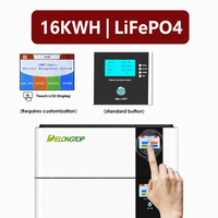 Batterie LiFePO4 51.2V 300AH 314AH pour Stockage d'Énergie Domestique avec Écran Tactile, Contrôle WiFi via APP, Roues Mobiles, Système Solaire Hybride Empilable pour Réseau