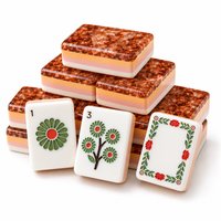 Jeu de Mahjong Américain Professionnel en Acrylique 4 Couches de Luxe 160 Tuiles, Style Marbre Gravé, Personnalisé Cristal Rouge, Vente en Gros