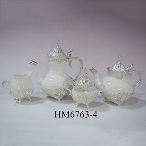 โลหะสไตล์อาหรับหรูหราโลหะผสม<span class=keywords><strong>สังกะสี</strong></span>4ชิ้นชุดชากาน้ำชาน้ำตาล<span class=keywords><strong>ชาม</strong></span>ครีมเทียม<span class=keywords><strong>ถ้วย</strong></span>ชุด - Product Image 3