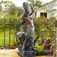 Fontaines de jardin d'extérieur en bronze coulé sur mesure, sirène d'eau