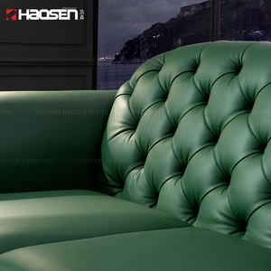 Роскошные деревянные ножки зеленый кожаный диван 1 + 1 + 3 комплекта мебель гостиная Кнопка диван классический диван - Product Image 5