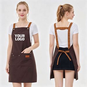 Multi Function Home Chef Unisex Denim Custom logo Embroidery Baking Clothes With Pockets Adult <b>Aprons</b> <b>Kitchen</b> <b>Apron</b> Custom Logo - Product Image 1