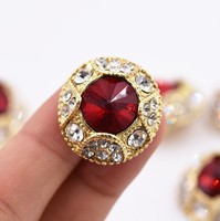 Kancing Kristal Berlian Imitasi Logam Bulat 2.3x2.3cm Lapisan Khusus Warna Emas Bebas Nikel Flatback Merek KAYA
