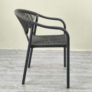 LL Factory Direct Outdoor Aluminium Patio Balcon Fauteuils Moderne <span class=keywords><strong>Noir</strong></span> Métal Osier <span class=keywords><strong>Rotin</strong></span> Meubles de salle à manger pour Park Villa - Product Image 5