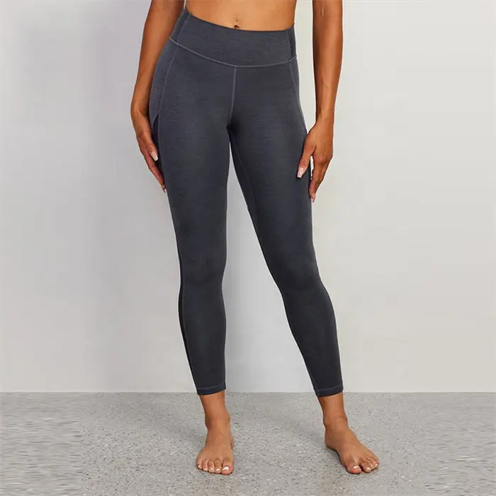 Label Pribadi Kustom 2022 Legging Gym Wanita Pakaian Atletik Celana Yoga Jala Samping Bersirkulasi untuk Wanita