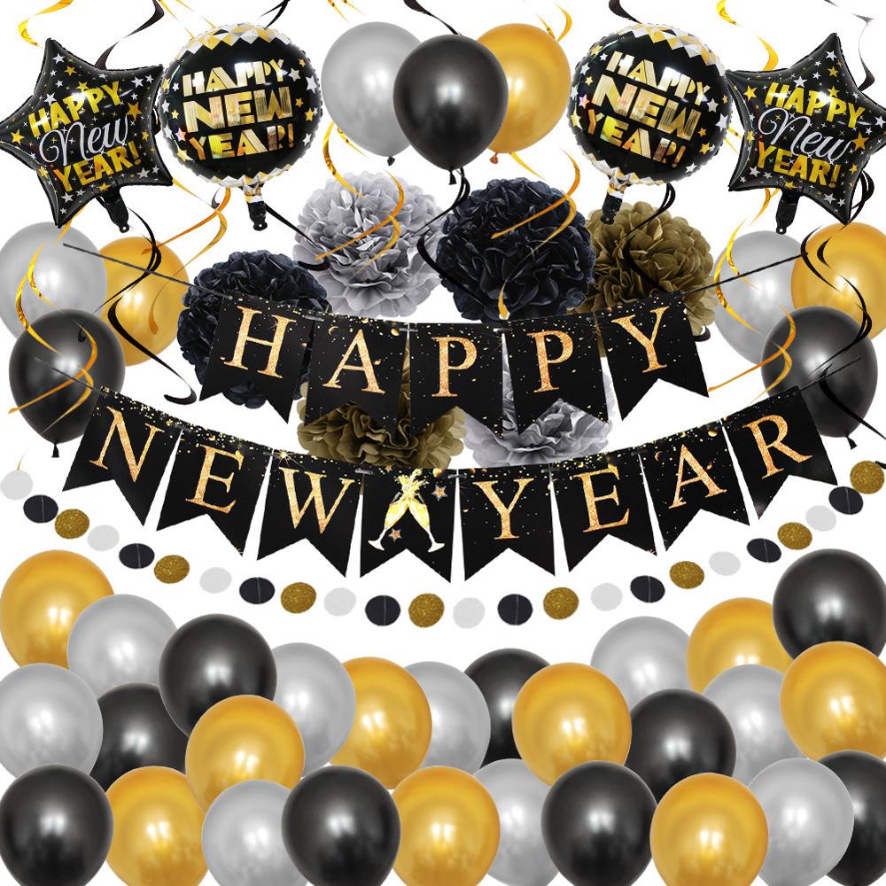 Фольгированный воздушный шар, товары для украшения новогодней вечеринки, баннер на новый год, латексные воздушные шары, наборы