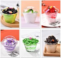 Tasse PET transparente à emporter 9oz 280ml Gobelets en plastique pour dessert crème glacée café avec couvercles dôme avec impression personnalisée