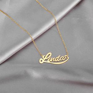 Kalung Stainless Steel liontin huruf Arab berlapis emas 18k pribadi kualitas tinggi nama kustom grosir untuk wanita - Product Image 4