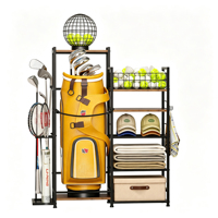 Support de rangement pour clubs de golf à 4 niveaux, organisateur en fer avec base antidérapante pour garage, salle de golf, rangement d'accessoires, jardin, usage domestique