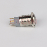 Interruptor de Botón Pulsador de Acero Inoxidable de 19 mm, Impermeable y a Prueba de Polvo, con Bloqueo 1NO+1NC, Cabeza Alta e Indicador LED Sin Polaridad