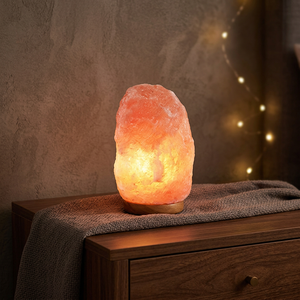 Lámparas de Sal del Himalaya Talladas 100% Naturales, Cristal de Roca Natural Puro, Material de Decoración Duradero, Lámpara de Sal con Base de Madera - Product Image 1