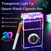 Kotak Rokok Portabel Tahan Air dengan Jam Quartz Terintegrasi Pemantik Elektronik Kawat Tungsten Kapasitas 20 Batang Rokok Ukuran King