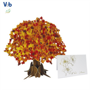Ensemble de cartes pop-up 3D Arbre des Saisons, décorations saisonnières pliables écologiques faites à la main en carton non couché - Product Image 2