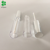 Conteneur en plastique PET vide 10ml, récipient à lèvres transparent avec couvercle noir, or et argent, applicateur pour emballage de rouge à lèvres liquide, 10 pièces