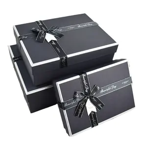 화장품 및 보석 선물을위한 디럭스 맞춤형 골판지 상자 포장 접이식 자기 선물 상자 및 리본 결혼 선물 상자