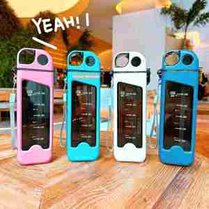 แก้วพลาสติกทรงเหลี่ยมทันสมัย ขนาด 350 มล. ปลอดสาร BPA เหมาะสำหรับเล่นกีฬา พกพาสะดวก มีขีดบอกปริมาณ สำหรับเด็ก ใช้กลางแจ้ง - Product Image 2