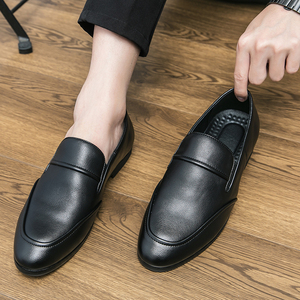 Cómodos zapatos Oxford de cuero para hombre Patrón sólido Formal Slip-On Estilo siguiente Gran promoción QS111A159 - Product Image 4