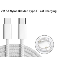 Câble de charge rapide USB-C tressé 2m 6A, câble de synchronisation de données compatible avec iPhone, Samsung, tablette, téléphone portable, cordon de chargeur