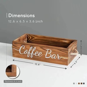 Boîte de rangement en bois pour bar à café, grande capacité, 13,3x5,9x3,6 pouces, avec poignées pour le rangement des dosettes de café - Product Image 3