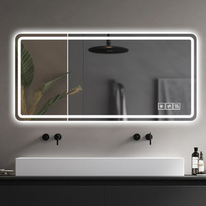 Miroir intelligent LED 28*60 pouces, design carré moderne, verre trempé incassable, interrupteur tactile, montage mural, salle de bain, coiffeuse - Product Image 1