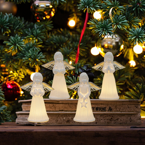 Decoración navideña moderna, luz LED, Ángeles blancos, adornos, regalo de cerámica, artesanías de resina - Product Image 5