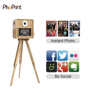 Photomaton de fête portable Cabine photo reflex numérique en bois à impression instantanée pour mariage vintage