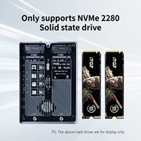 Enclosure SSD M.2 Dual Bay 20Gbps RAID 0 1 JBOD SPAN Turbo Fan Aluminium Kotak Eksternal Mendukung 8TB