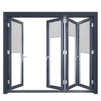 Porte coulissante en aluminium sur mesure, insonorisée, de grande taille, pliable, avec vitrage central pivotant, pour villa