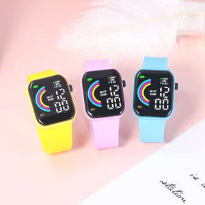 นาฬิกาอิเล็กทรอนิกส์ LED จอใหญ่สีรุ้งนาฬิกาดิจิตอลสำหรับนักเรียนกันน้ำใช้ได้ทั้งชายและหญิง - Product Image 3